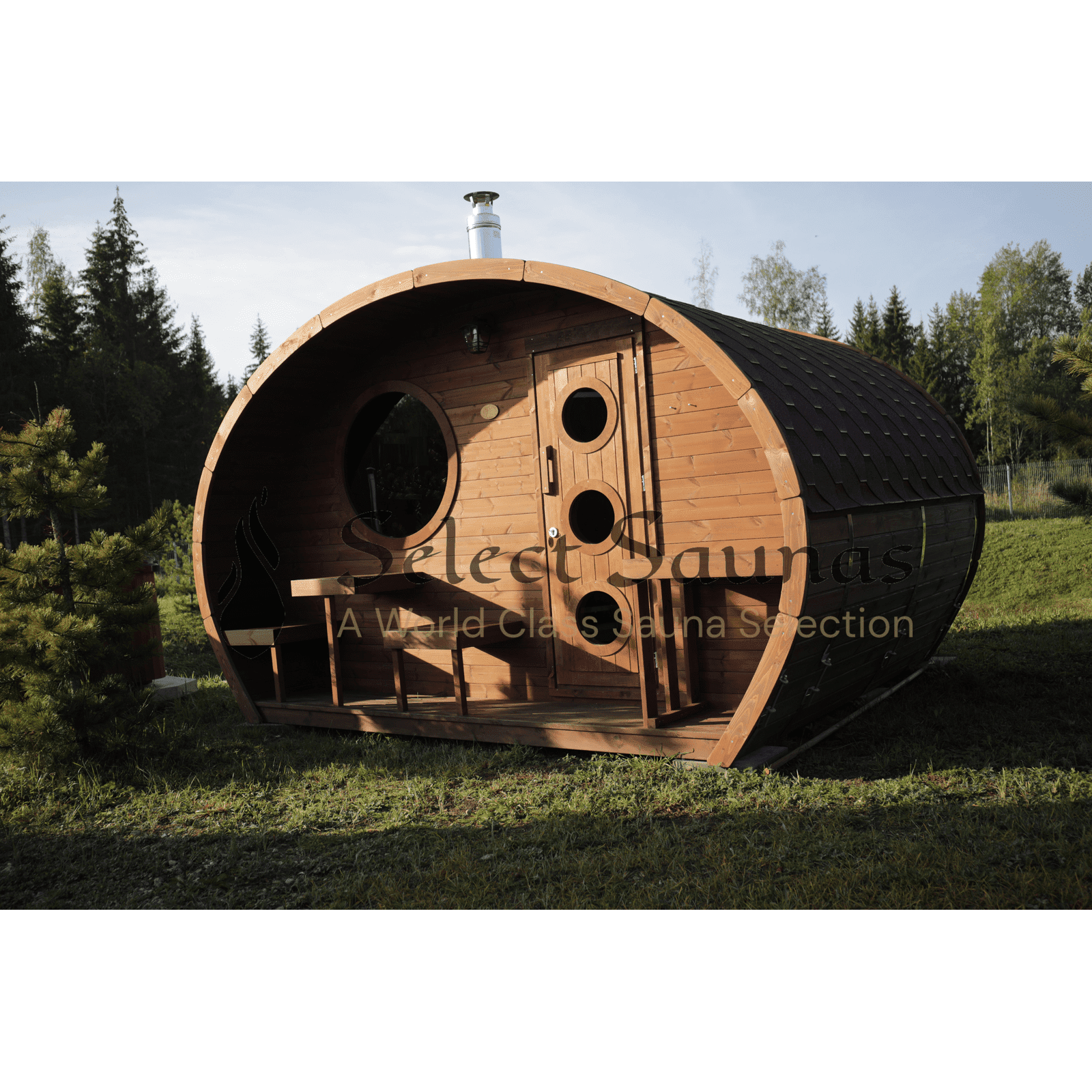 SaunaLife G11 8-Person Outdoor Cabin Sauna w/ Changing Room & Porch - Image 2