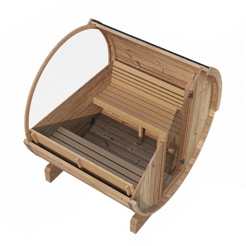 SaunaLife E7W 4-Person Barrel Sauna w/ Panoramic Window, 71"x81" - Image 2