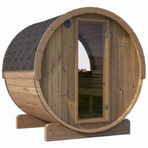 SaunaLife E7W 4-Person Barrel Sauna w/ Panoramic Window, 71"x81"
