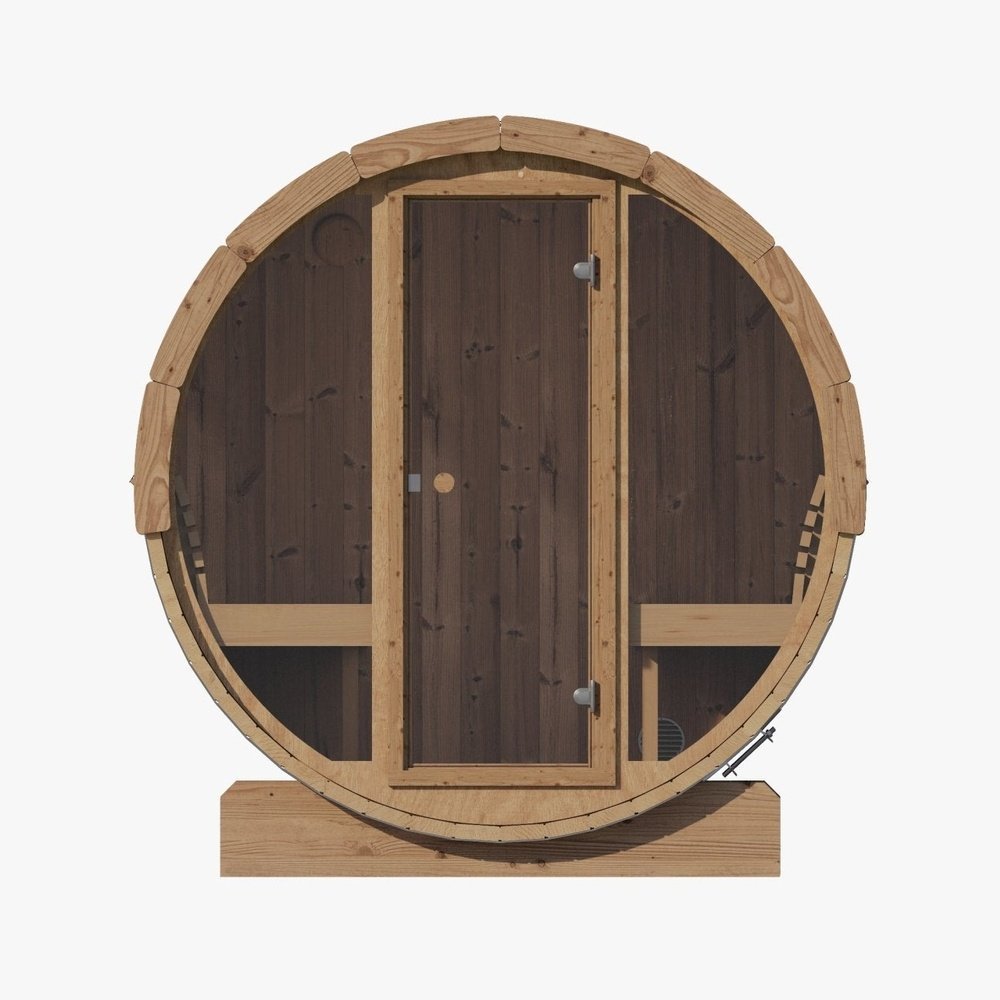 SaunaLife E8G 6-Person Barrel Sauna w/ Front Glass, 87"x 81" - Image 3