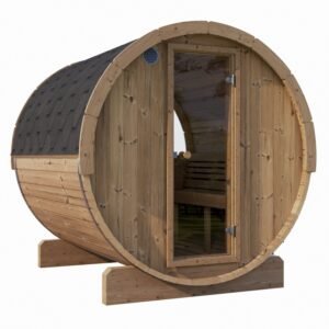 SaunaLife E8W 6-Person Barrel Sauna w/ Panoramic Window, 87"x 81"