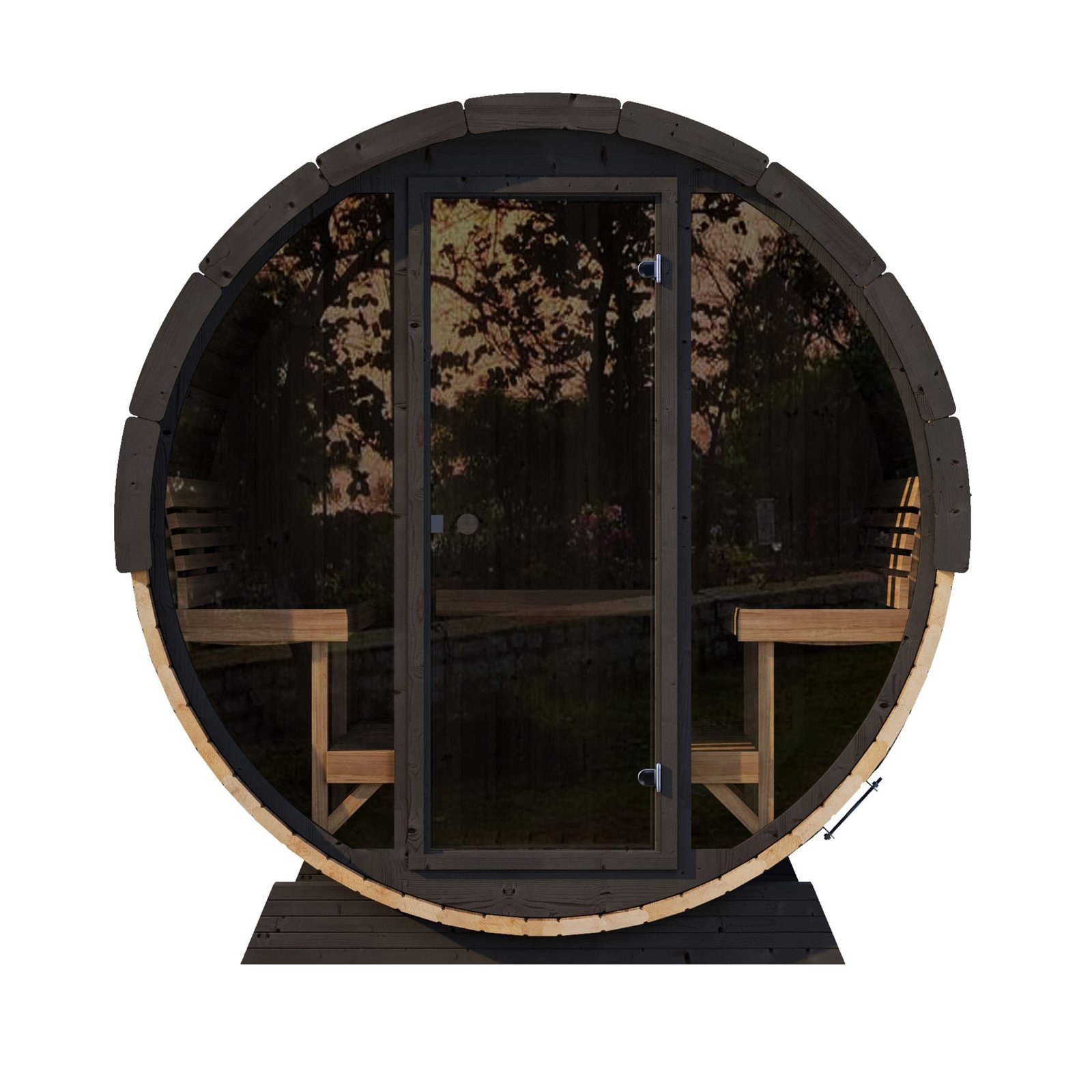 SaunaLife EE8G 6-Person Barrel Sauna w/ Rear Benches & Front Windows, 79"L x 91"D - Image 5