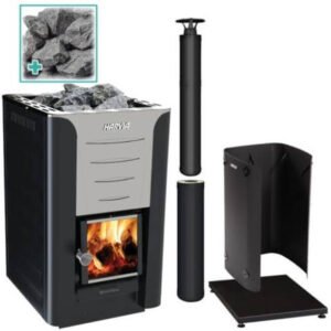 Harvia Pro 20 Wood Burning Stove Kit - Black Steel